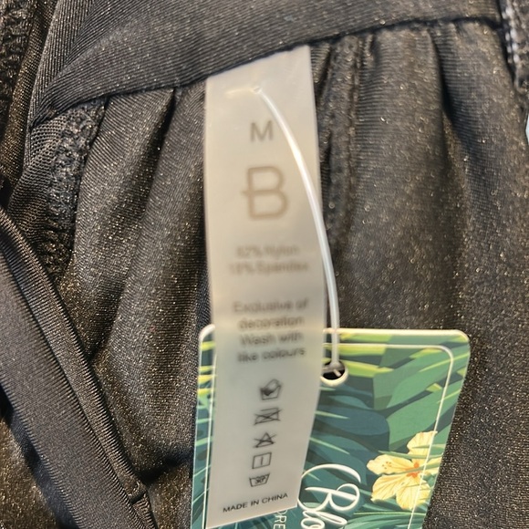 Blooming Jelly One Shoulder Slimming Black One Piece Swimsuit w/ Sheer Panels - Picture 10 of 12